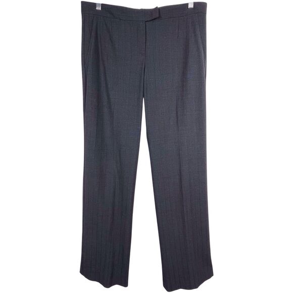 THEORY Tecila Wool Blend Dress Pants Size 10 Gray Pinstripe Straight Wide Leg - Picture 1 of 16